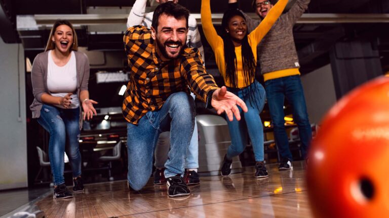 Group of friends at the bowling alley