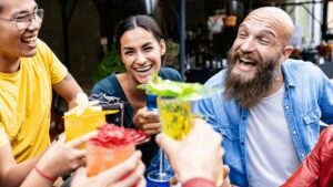 Friends having some drinks at happy hour