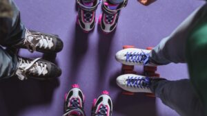 Top Down View of Some roller skating