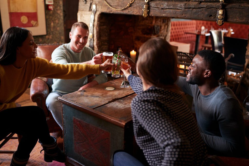 Group of friends making a toast